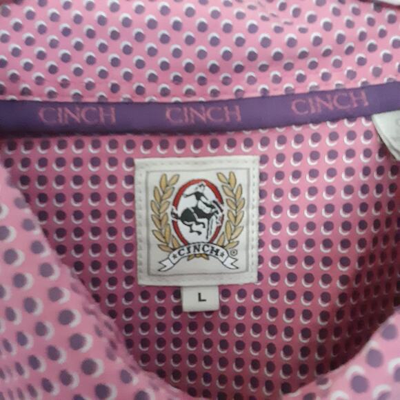 Cinch Shirt Mens Size Large Purple Long Sleeve Button Up Western Rodeo Polka Dot - Picture 5 of 9